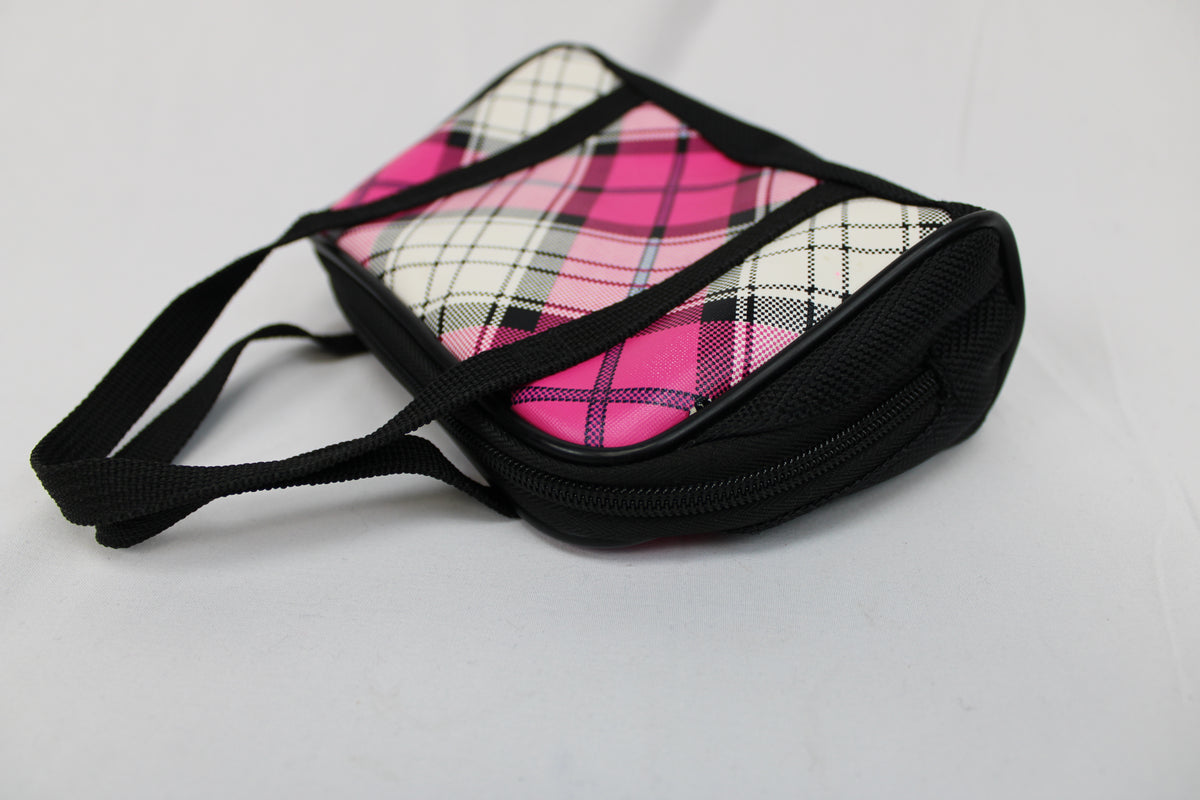Mini Kids Purse (pink, black, white plaid)