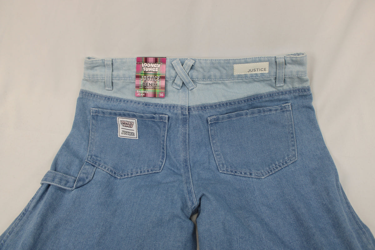 NWT Justice Looney Tunes Barrel Jeans, Size 16