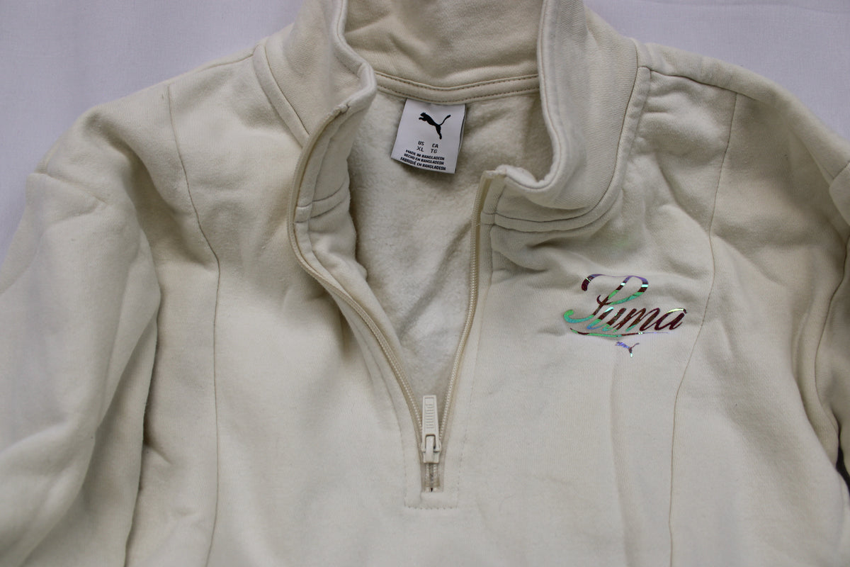Puma Cream Quarter-Zip Pullover, Size XL