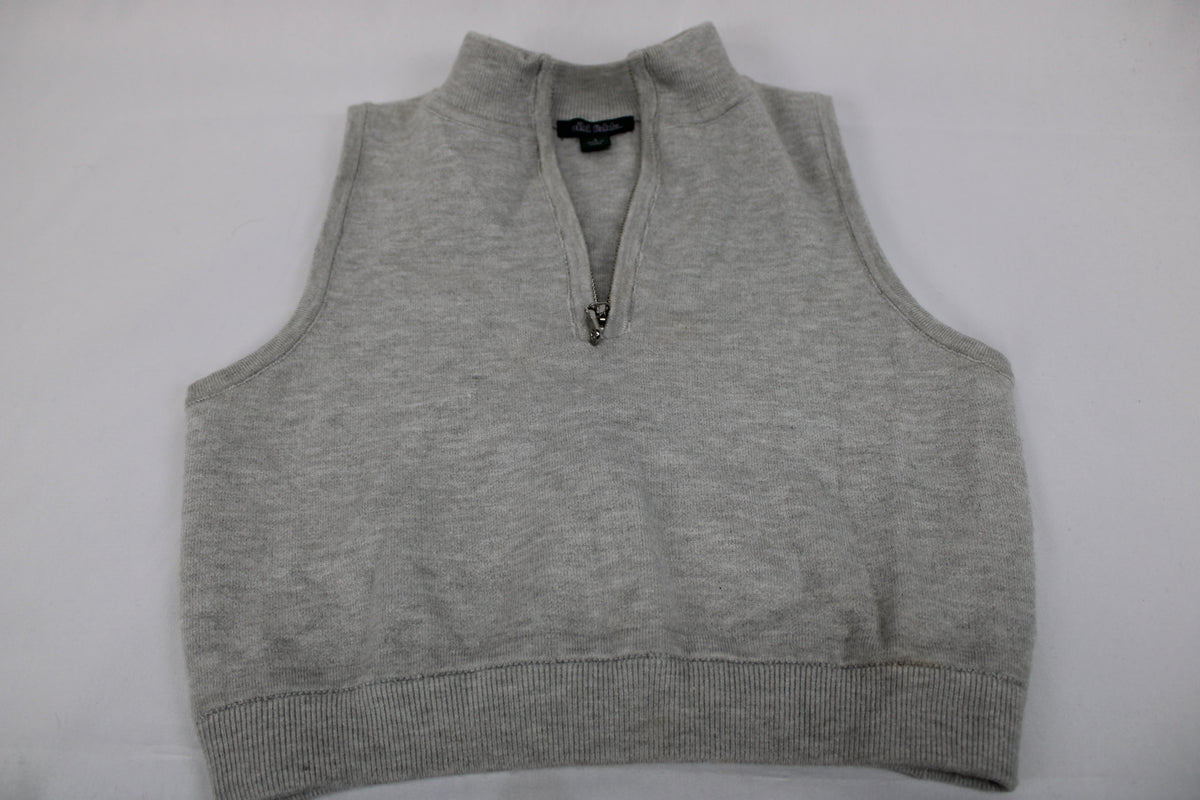 Sleeveless Shirt with Silver Zipper Accent, Size S