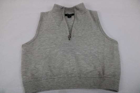 Sleeveless Shirt with Silver Zipper Accent, Size S
