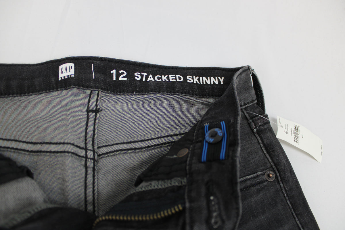 NWT Gap Black Stacked Skinny Jeans, Size 12