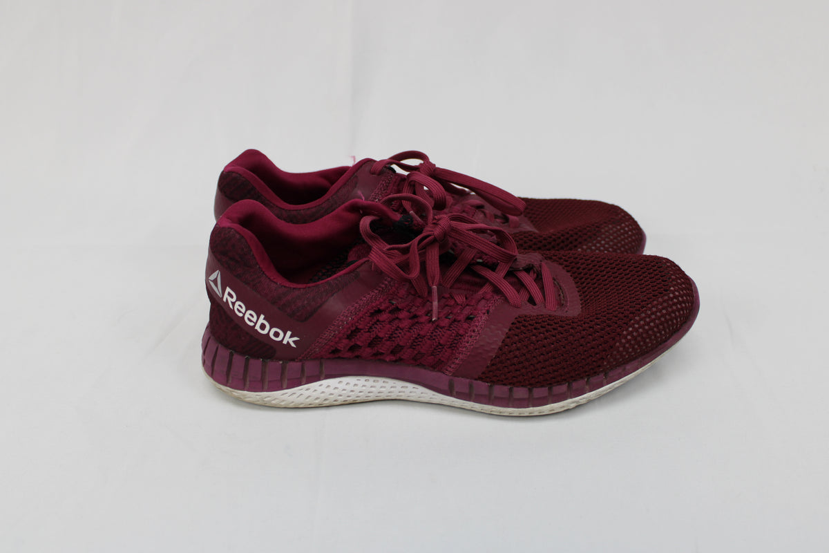 Reebok ZPrint Run Hazard running shoe, berry/maroon/white, Women's 8.5
