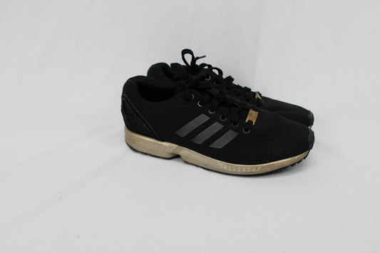 Adidas ZX Flux running shoe, black gold, Women's 8