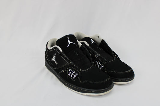 Jordan 1 Flight Low nubuck suede, black/white, Men's 9