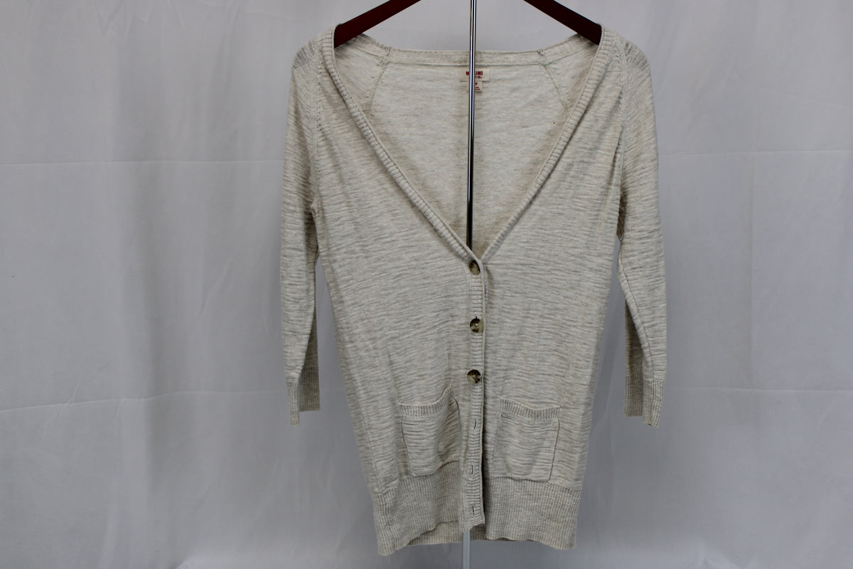 Mossimo 5 button deep v-neck cardigan sweater, beige, Women's S
