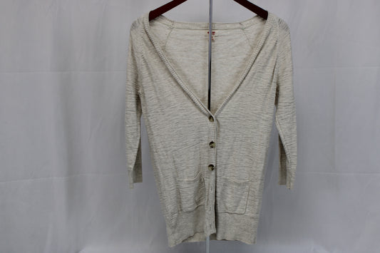 Mossimo 5 button deep v-neck cardigan sweater, beige, Women's S