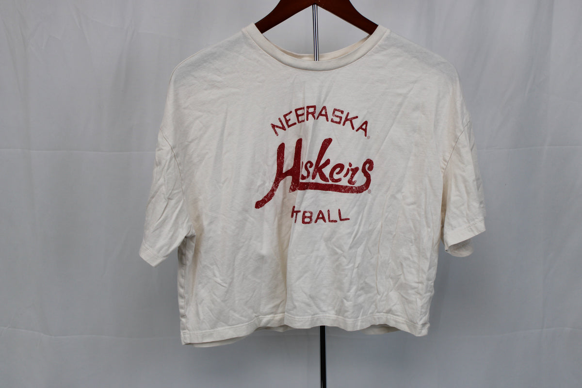 Bella + Canvas Nebraska Huskers football cropped t-shirt, Women's L