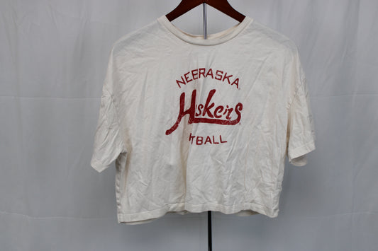Bella + Canvas Nebraska Huskers football cropped t-shirt, Women's L