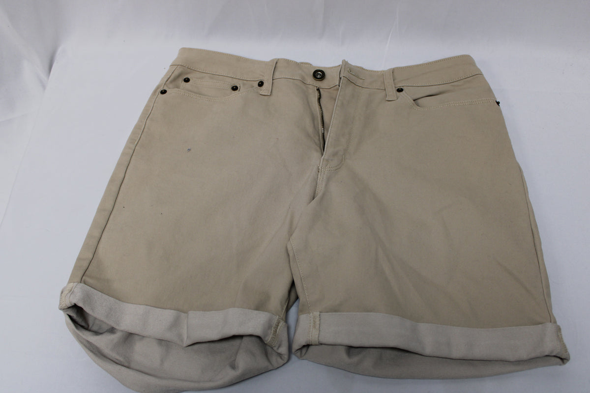 DKNY flat front cuffed bermuda short, khaki, Women's 12