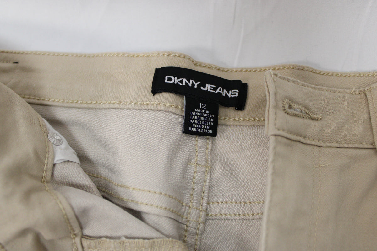 DKNY flat front cuffed bermuda short, khaki, Women's 12