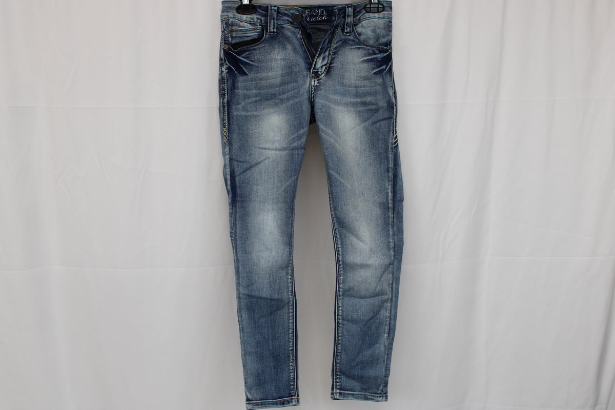 Rose Royce skinny leg faded jeans, medium wash, Women's 3/4