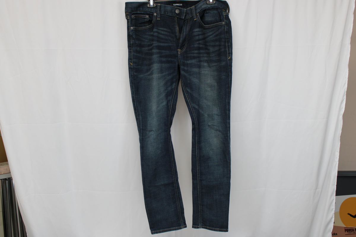 Express slim fit straight leg jeans, dark wash, Men's 36x32