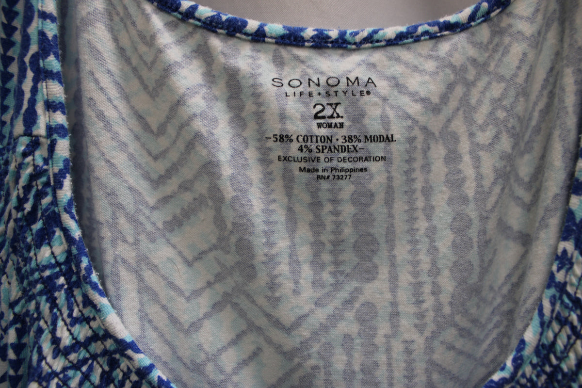 Sonoma Sleeveless Geometric Pattern Blouse, Size 2X