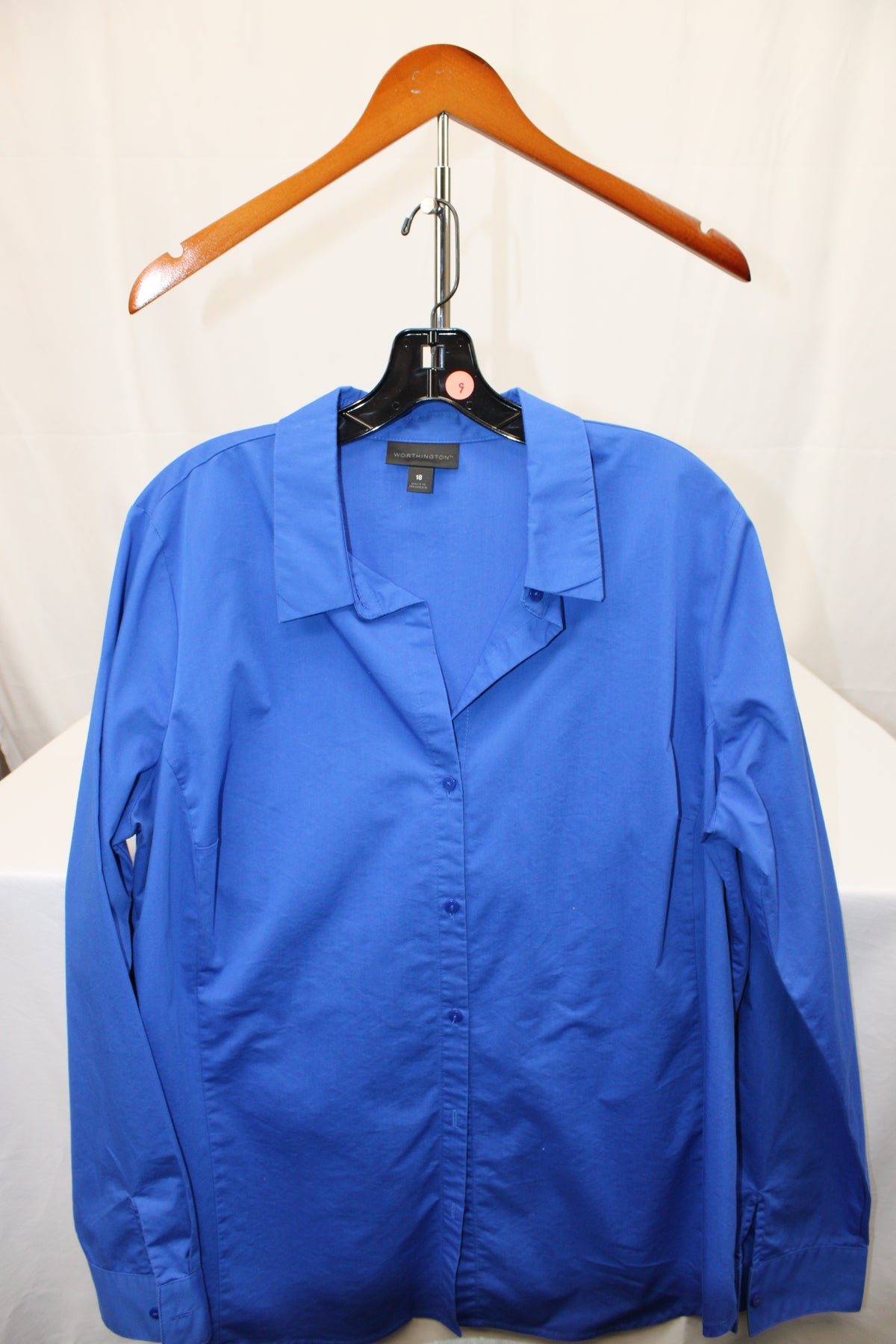 Worthington Blue Button Up Long Sleeve Dress Shirt, Size 18