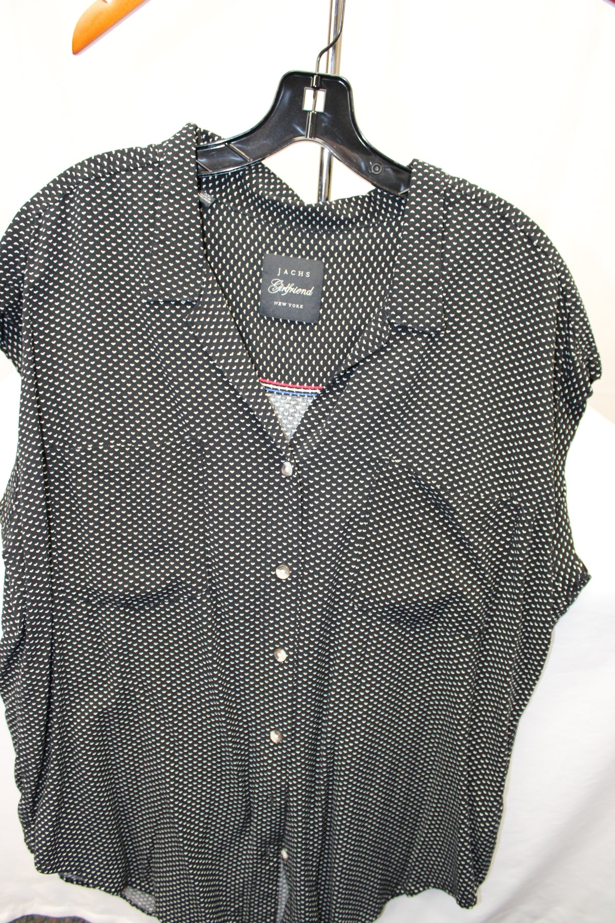 Jachs Girlfriend Sleeveless Heart Patterned Button up Blouse, Size XL