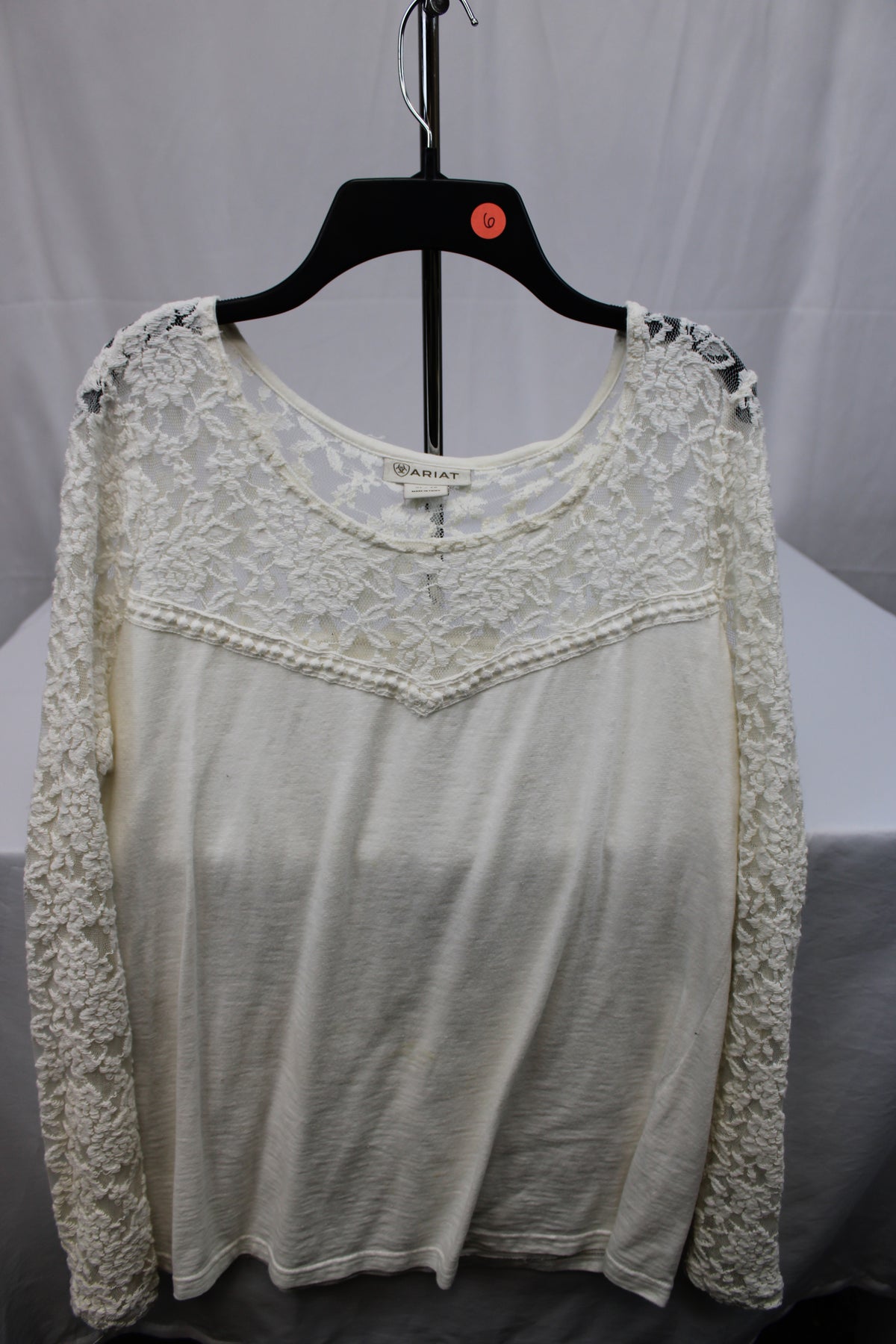 Ariat Long Sleeve Shirt with Lace Sleeves and Top, Size XL
