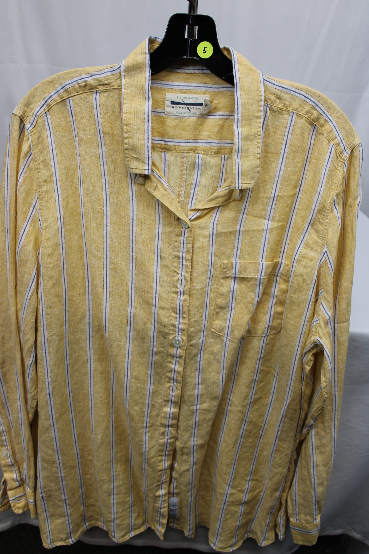 Guideboat Co Long Sleeve Striped Yellow Button Up Shirt, Size XXL
