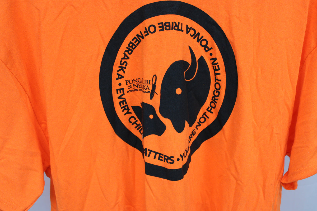 Ponca Tribe of Nebraska Every Child Matters logo t-shirt, Men's XL