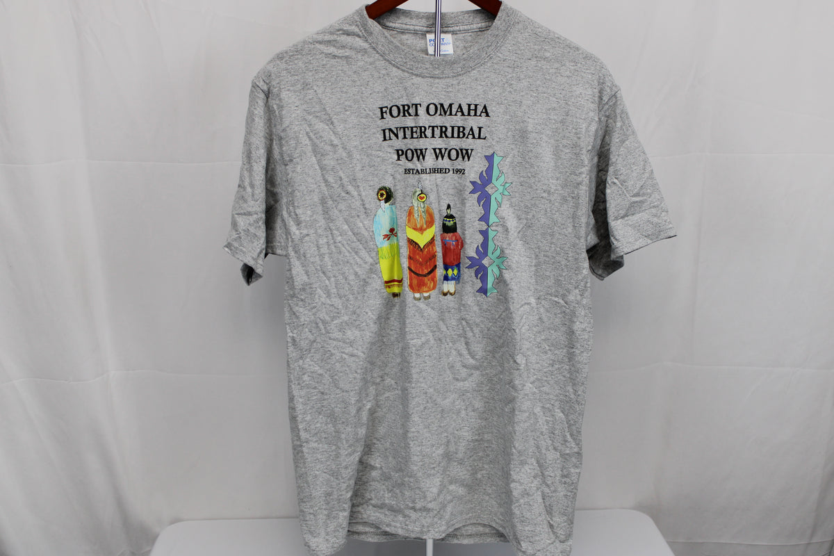 Port Authority Fort Omaha Intertribal Powwow logo t-shirt, Men's M