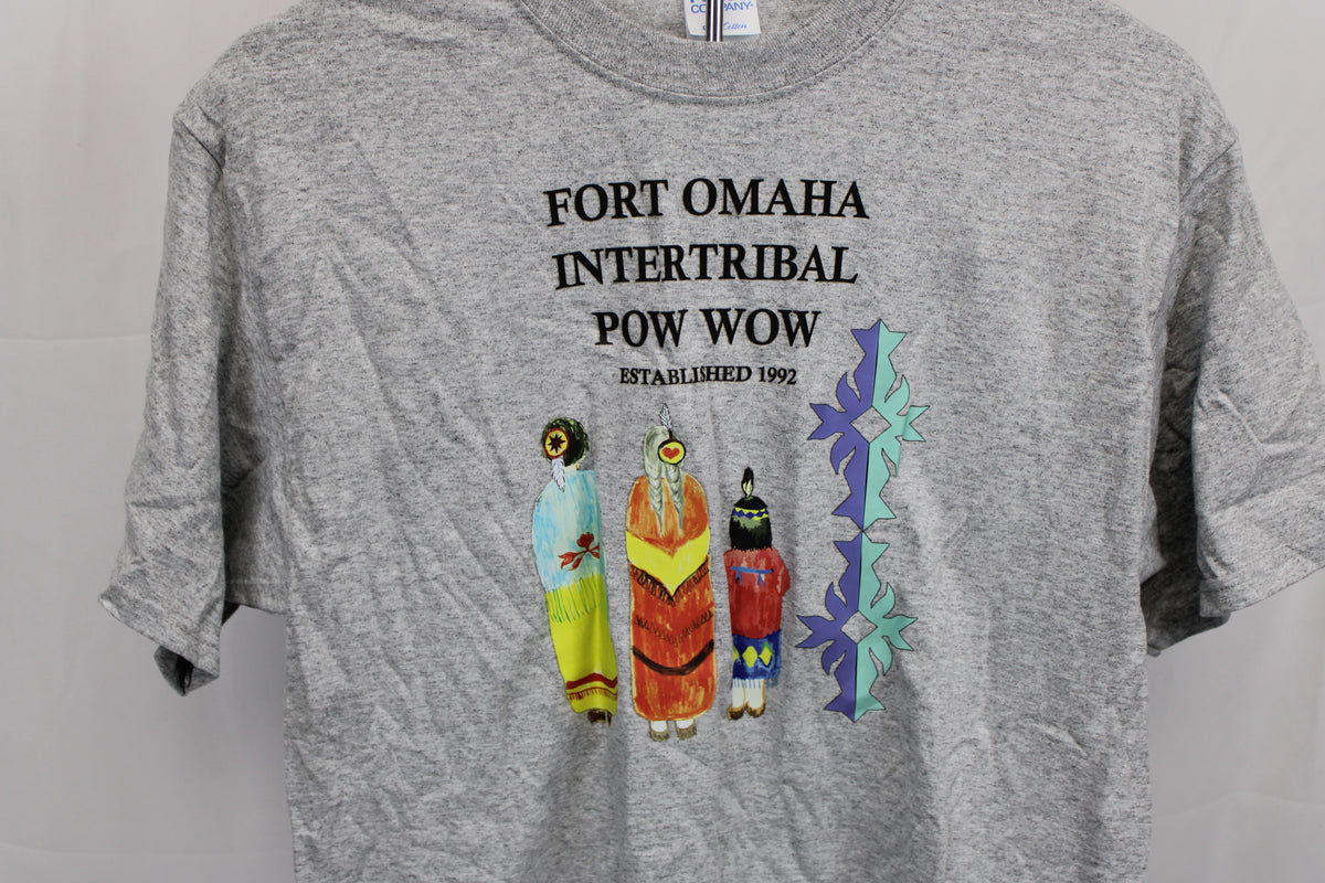 Port Authority Fort Omaha Intertribal Powwow logo t-shirt, Men's M