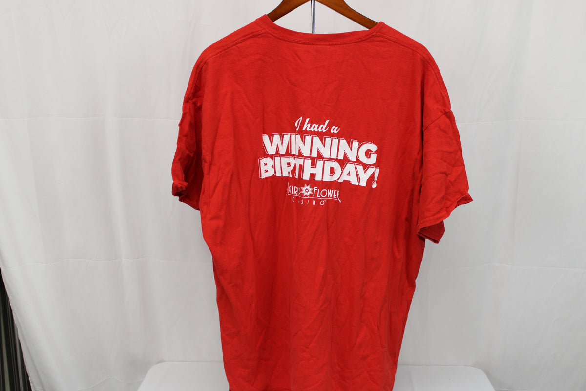 Port & Company I Had a Winning Birthday at Prairie Flower Casino logo t-shirt, Men's 2XL