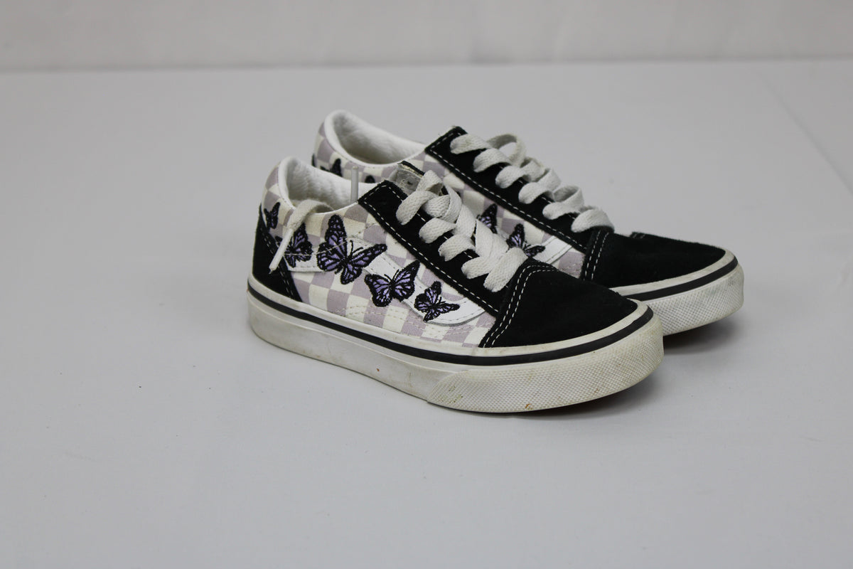 Vans classic low top canvas sneaker, butterfly/checkered, Kid's 11