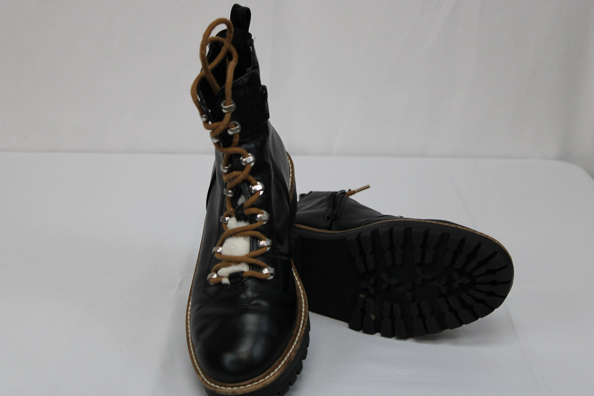 A New Day synthetic leather logger style boot with lugged sole, New without box, Women's 8