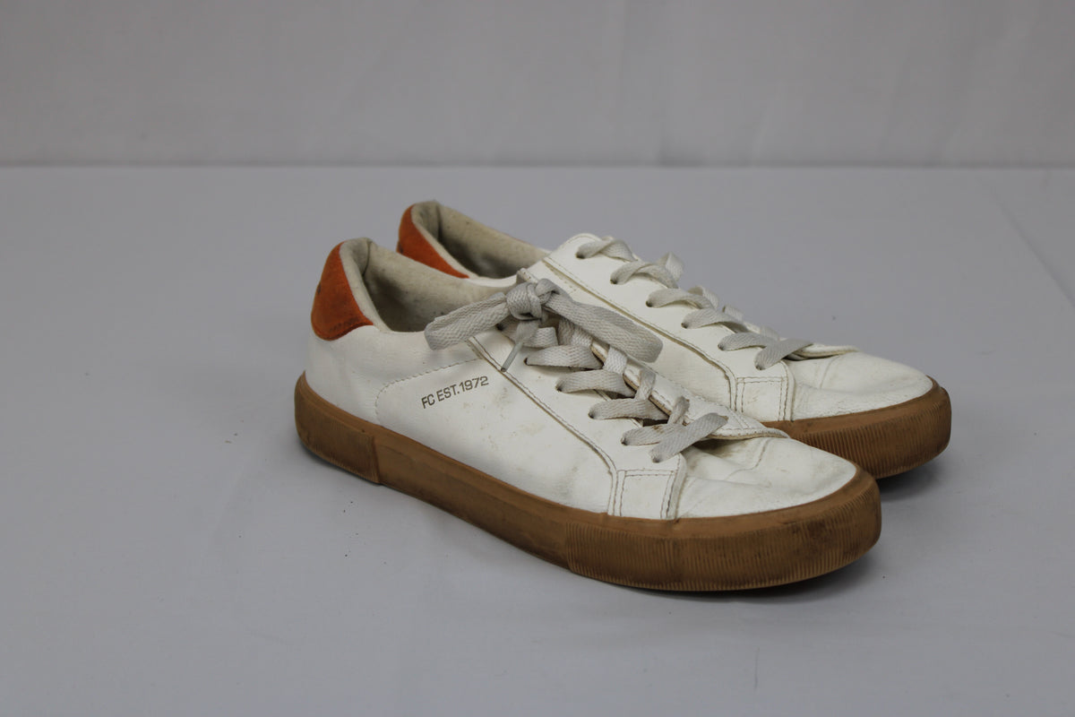 French Connection Becka retro leather sneaker, white/gum, Women's 8