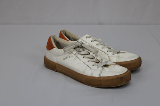French Connection Becka retro leather sneaker, white/gum, Women's 8