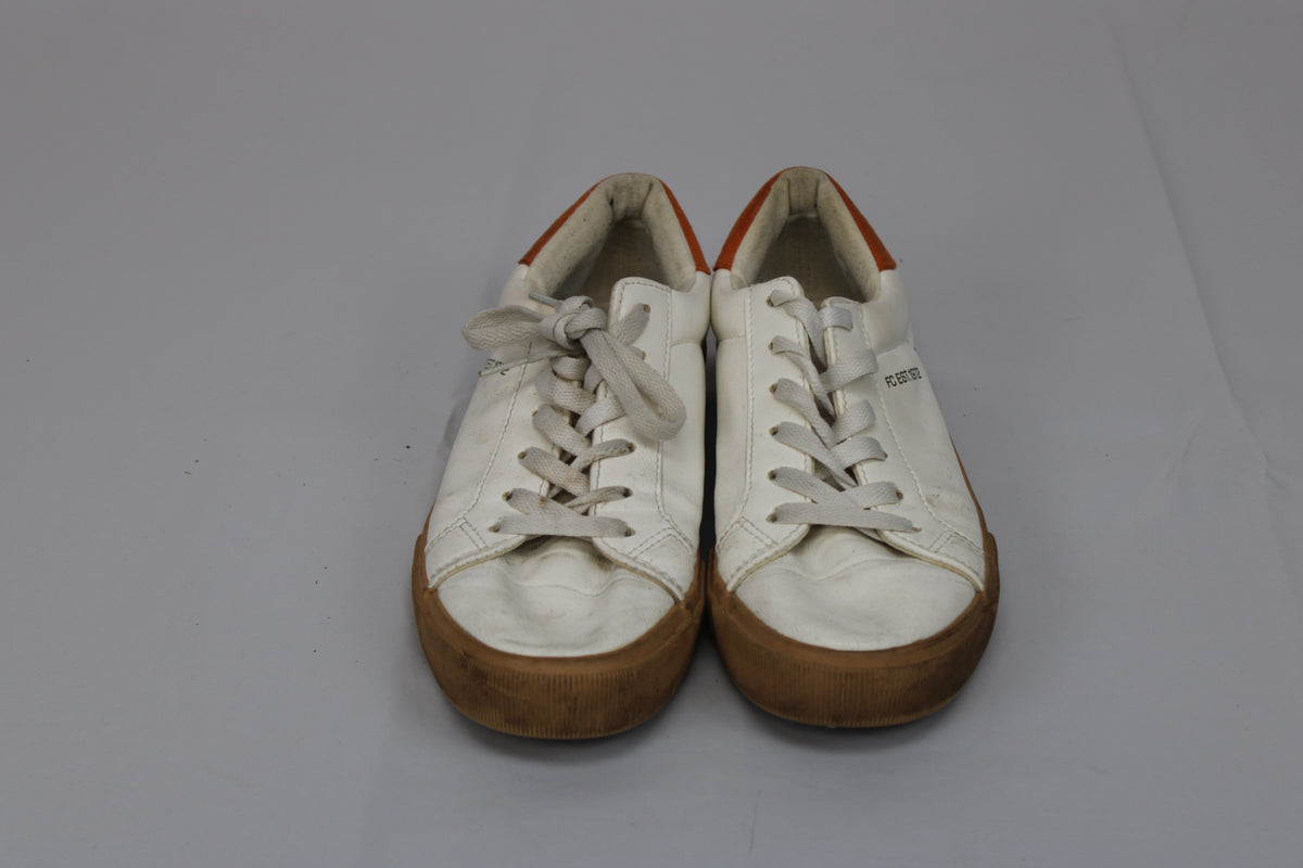 French Connection Becka retro leather sneaker, white/gum, Women's 8