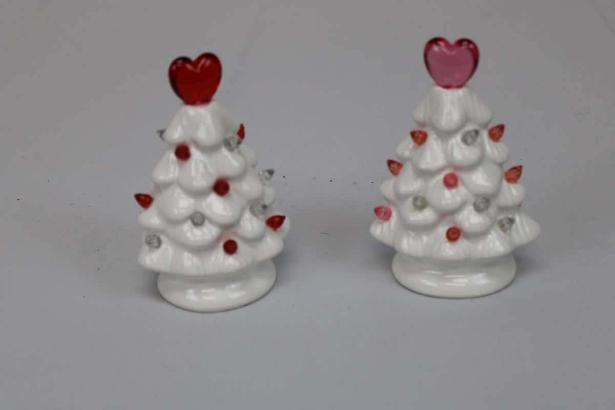 Vintage ceramic light up Valentine's Day tree pair