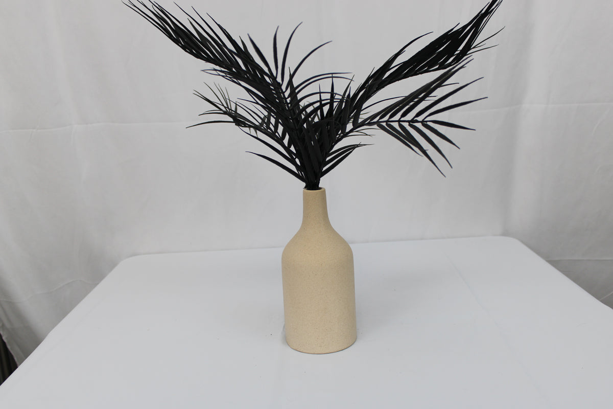 8 inch tall terra cotta style ceramic vase with artificial fern