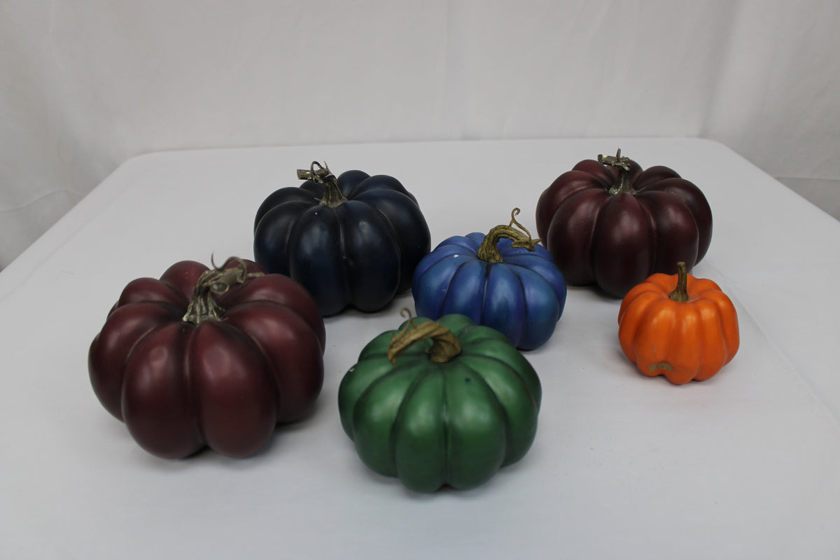6 piece plastic earth tone plastic pumpkin bundle