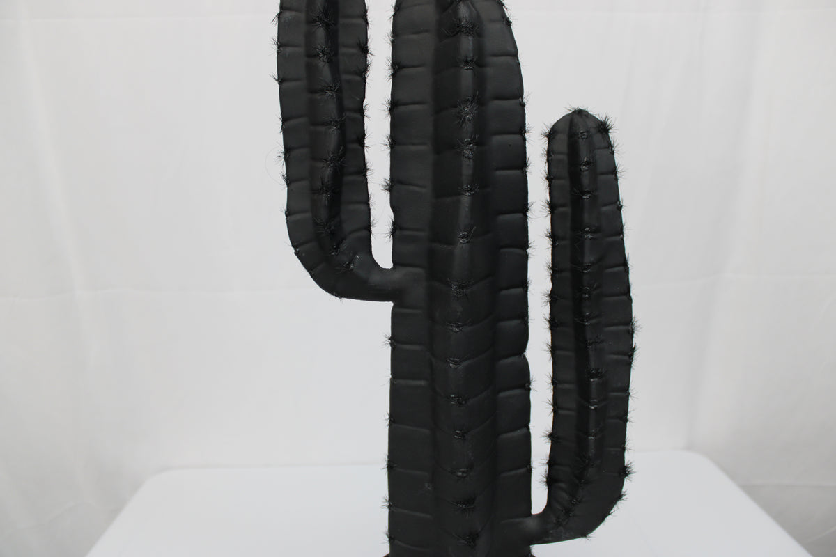 18 inch plastic decorative potted cactus, black mono