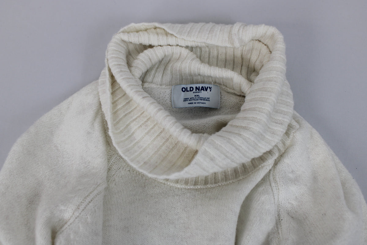 Old Navy cowl collar heavy woven sweater, ivory, Women's XXL